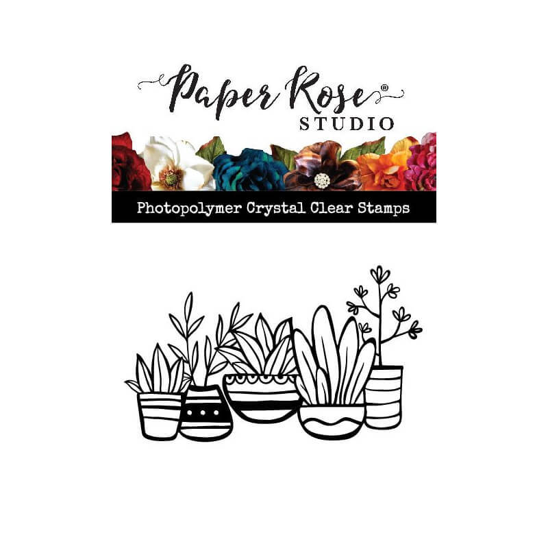 Paper Rose - Flower Pot Border 2 - Clear Stamp Set