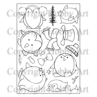 Hobby Art Stamps - Clear Polymer Stamp Set - A5 - Round Penguins