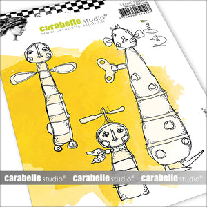 Carabelle Studio - A6 - Rubber Cling Stamp Set - Kate Crane - Mechanicals