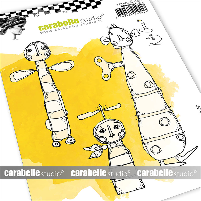 Carabelle Studio - A6 - Rubber Cling Stamp Set - Kate Crane - Mechanicals