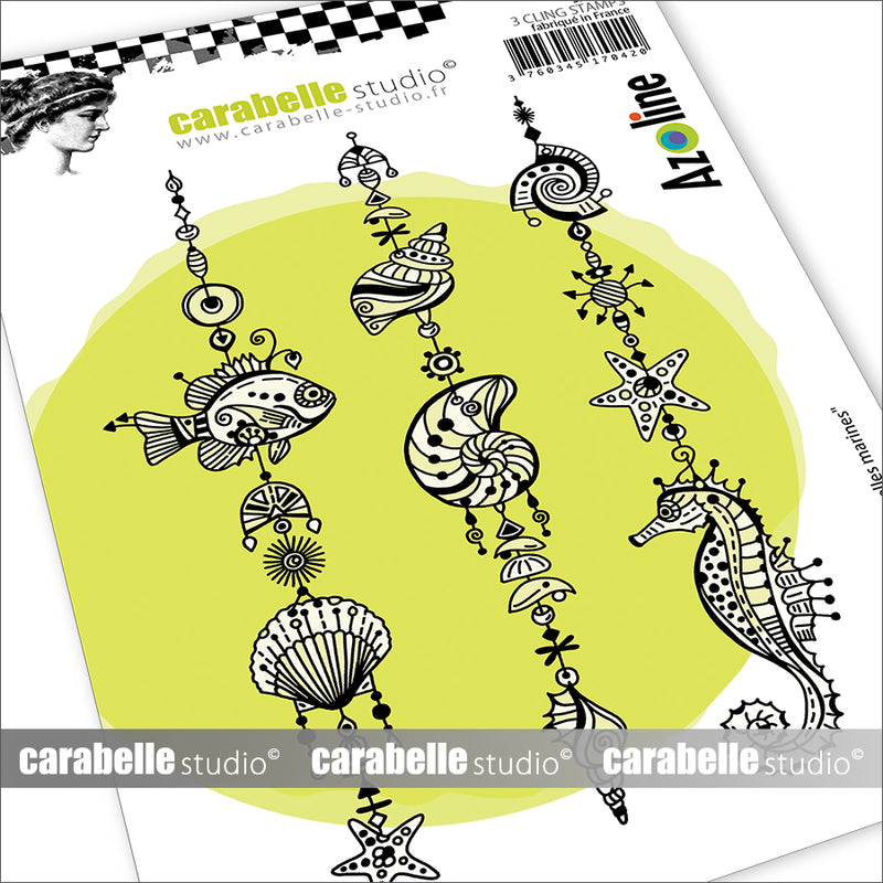 Carabelle Studio - A6 - Rubber Cling Stamp Set - Azoline - Marine Strings