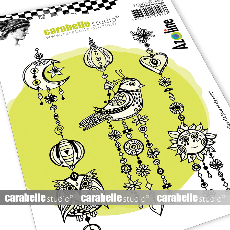 Carabelle Studio - A6 - Rubber Cling Stamp Set - Azoline - Strings of Day & Night