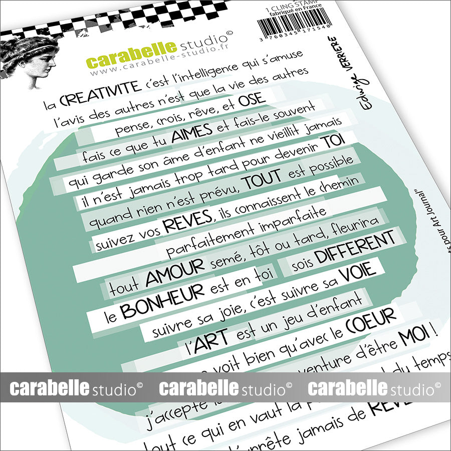 Carabelle Studio - A6 - Rubber Cling Stamp Set -  Edwige Verrière - Mini Art Journal Words