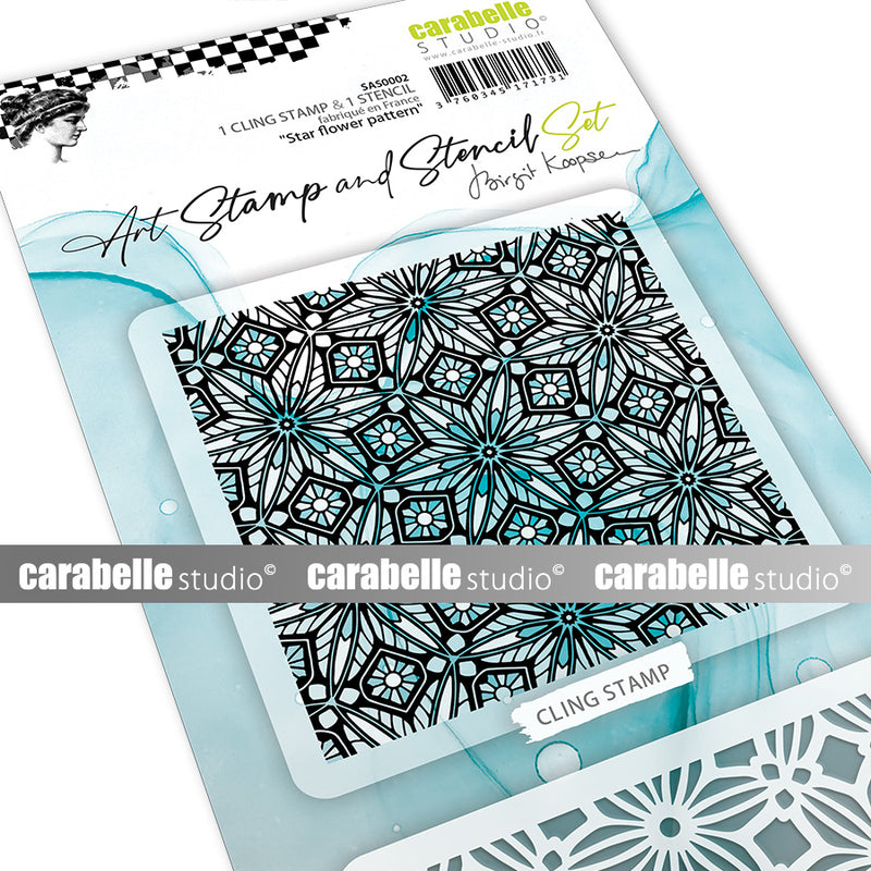 Carabelle Studio - Art Stamp & Stencil Set - Birgit Koopsen - Star Flower Pattern