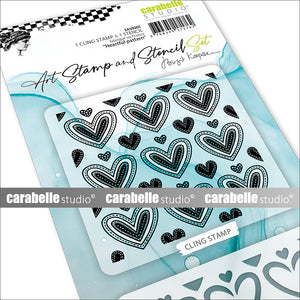 Carabelle Studio - Art Stamp & Stencil Set - Birgit Koopsen - Heartfelt Pattern