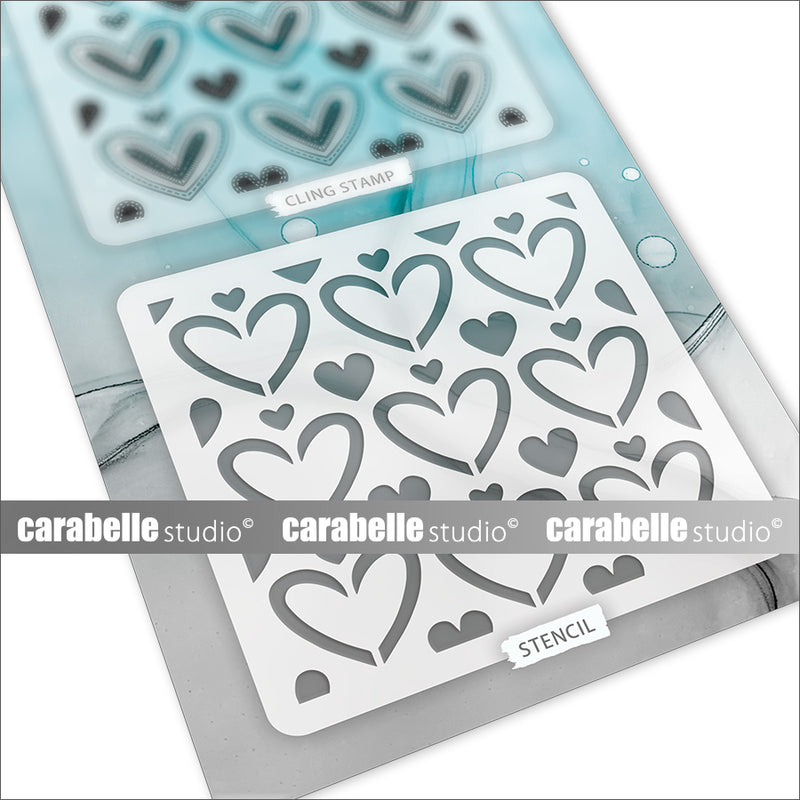 Carabelle Studio - Art Stamp & Stencil Set - Birgit Koopsen - Heartfelt Pattern