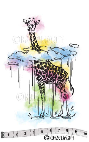 Katzelkraft - SOLO129 - Unmounted Red Rubber Stamp - Giraffe in the Clouds