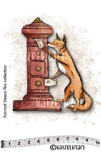 Katzelkraft - SOLO140 - Unmounted Red Rubber Stamp - Fox Mail