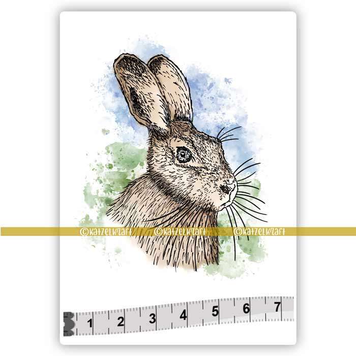 Katzelkraft - SOLO171 - Unmounted Red Rubber Stamp - Hare