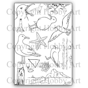Hobby Art Stamps - Clear Polymer Stamp Set - A5 - Seagulls