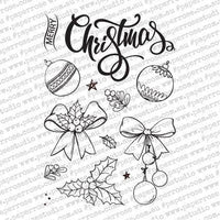 Paper Rose - Sketchy Christmas Ornaments - 4 x 6 - Clear Stamp Set