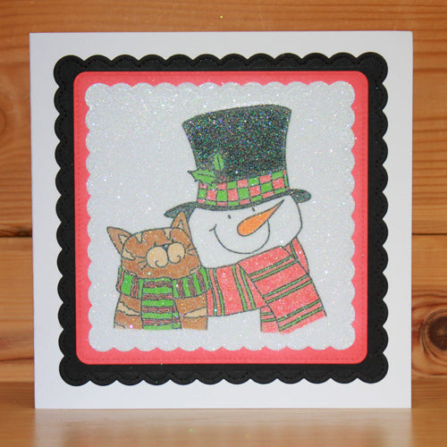 Hobby Art Stamps - Clear Polymer Stamp Set - Snowman Cat & Dog Bundle
