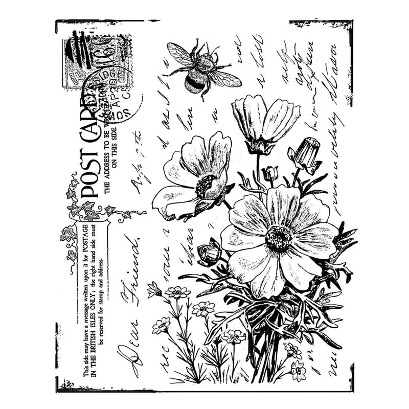 Crafty Individuals - Unmounted Rubber Stamp - 302 - Floral Postcard