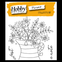 Hobby Art Stamps - 4 x 4 - Clear Polymer Stamp Set - Stripey Jug
