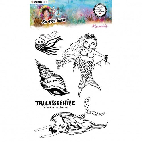 Studio Light - Art By Marlene - A5 Clear Stamp Set - So-Fish-Ticated - 14 - Mermaids