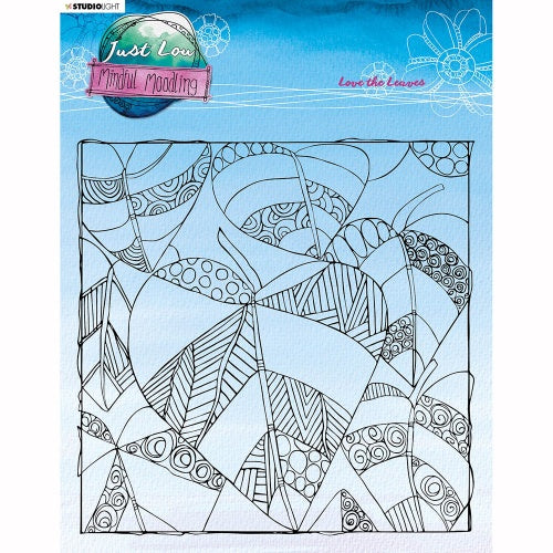 Studio Light - Large Square 7 3/8 x 7 3/8 inches - Clear Polymer Stamp Set - Just Lou - Mindful Moodling - Love the Leaves