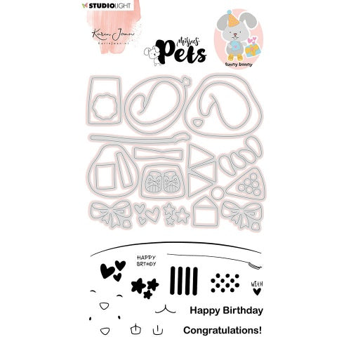 Studio Light - Karin Joan - MIssees Collection - CLEAR STAMP AND DIES - BUILDING PETS - FUNNY BUNNY - KJ-MDKJ-SCD05
