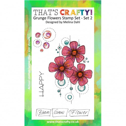 That's Crafty! - Melina Dahl - Clear Stamp Set - Grunge Flowers - Set 2