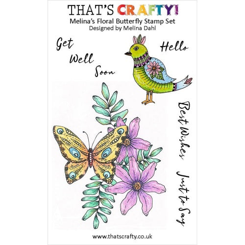 That's Crafty! - A6 - Melina Dahl - Clear Stamp Set - Floral Butterfly Stamp Set