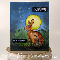 Crafty Individuals - Unmounted Rubber Stamp - 508 - Hare and Moon by Maria Kitano