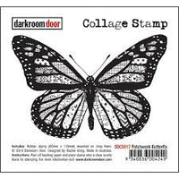 Darkroom Door - Collage Stamp - Patchwork Butterfly - Red Rubber Cling Stamp