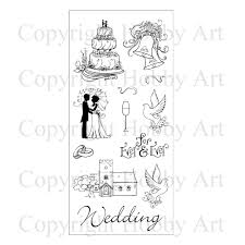 Hobby Art Stamps - Clear Polymer Stamp Set - Wedding Collection
