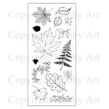 Hobby Art Stamps - Clear Polymer Stamp Set - Falling Leaves