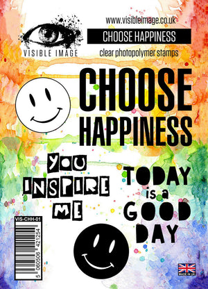Visible Image - A6 - Clear Polymer Stamp Set - Choose Happiness