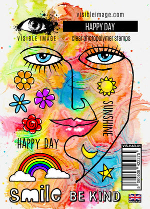 Visible Image - A6 - Clear Polymer Stamp Set - Happy Day (retired)