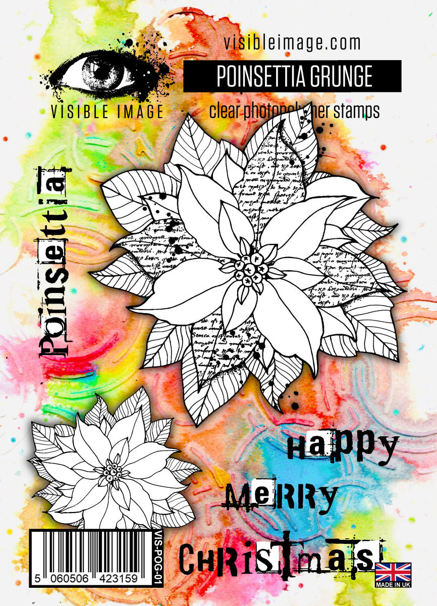 Visible Image - A6 - Clear Polymer Stamp Set - Poinsettia Grunge (retired)