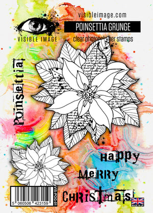 Visible Image - A6 - Clear Polymer Stamp Set - Poinsettia Grunge