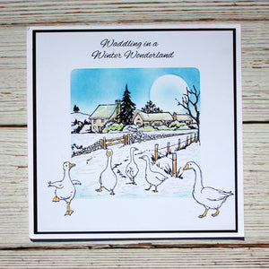 Hobby Art Stamps - Clear Polymer Stamp Set - A5 - Waddling in a Winter Wonderland