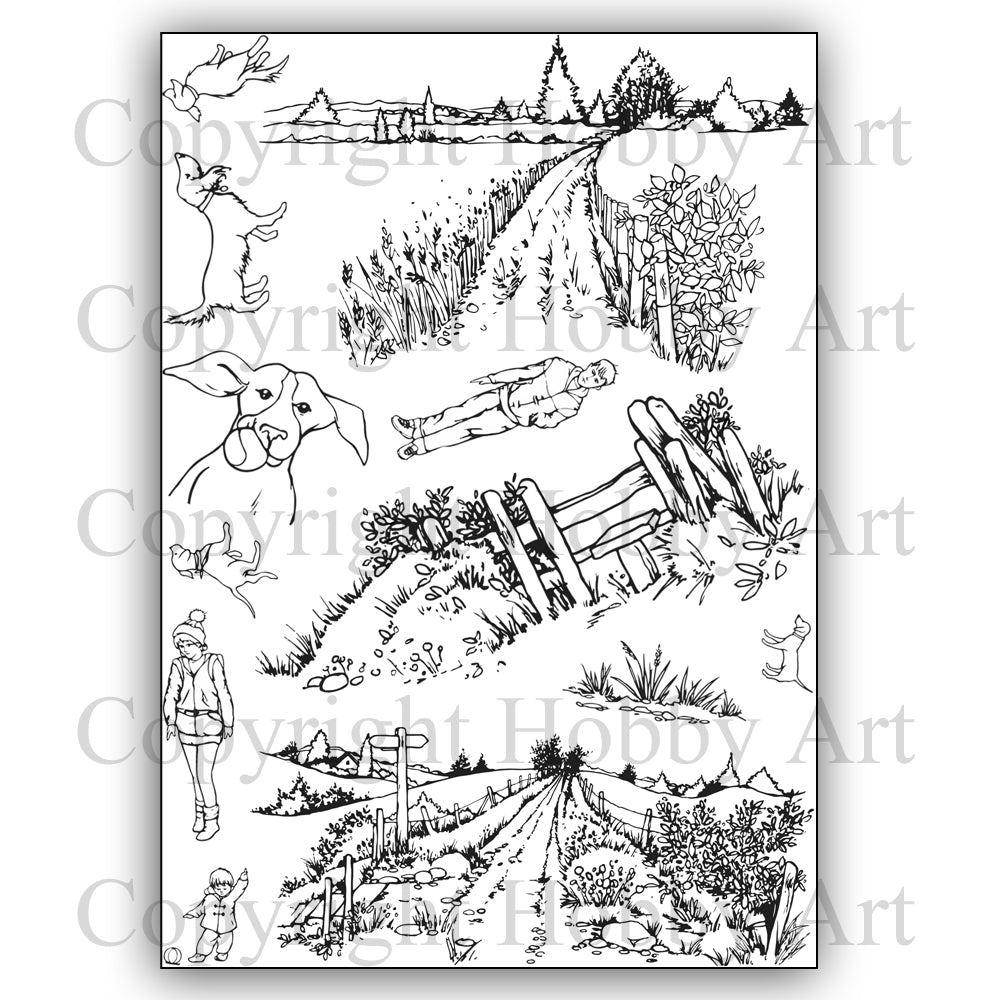 Hobby Art Stamps - Clear Polymer Stamp Set - A5 - Walkies