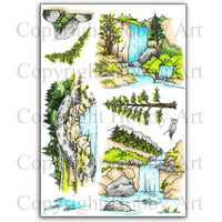 Hobby Art Stamps - Clear Polymer Stamp Set - A5 - Waterfalls