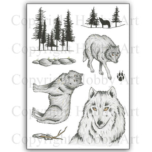 Hobby Art Stamps - Clear Polymer Stamp Set - A5 - Wolves