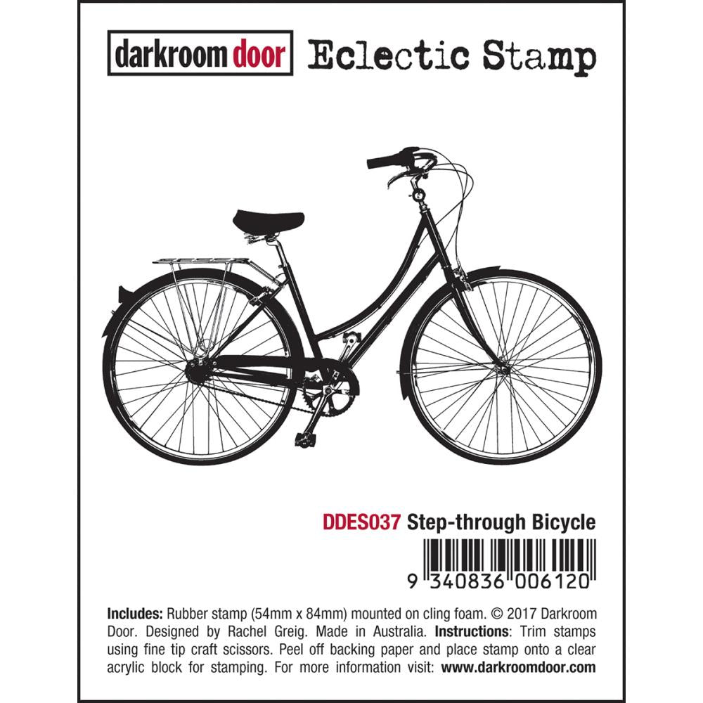 Darkroom Door - Eclectic Stamp - Step-through Bicycle - Red Rubber Cling Stamp
