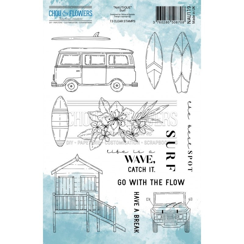 Chou & Flowers - Clear Stamps - A5 - Surfing