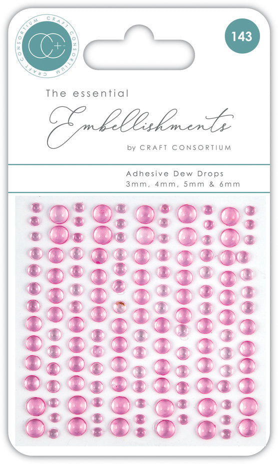Craft Consortium - Adhesive Dew Drops - Pink