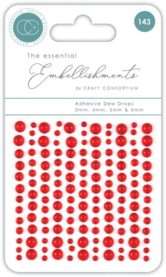 Craft Consortium - Adhesive Dew Drops - Red