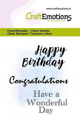 Craft Emotions - A7 - Clear Polymer Stamp Set - Happy Birthday Text