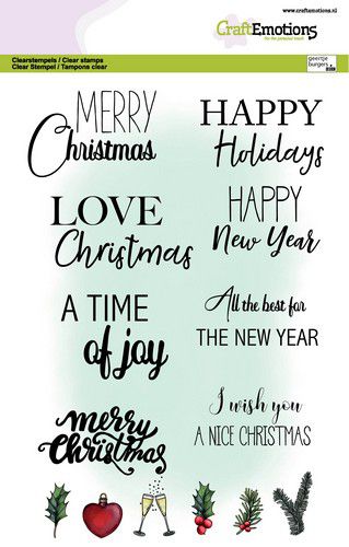 Craft Emotions - A5 - Clear Polymer Stamp Set - Christmas Card Text
