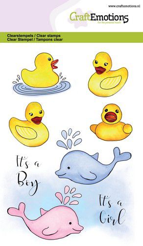 Craft Emotions - A6 - Clear Polymer Stamps - Bath Ducks - Rubber Duckies (discontinued)