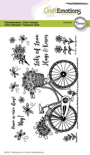 Craft Emotions - Clear Polymer Stamp Set - A6 - Bicycle - Have A Nice Day