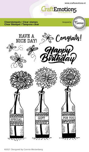 Craft Emotions - Clear Polymer Stamp Set - A6 - Bottles - Special Gift For You