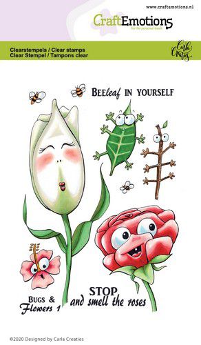 Craft Emotions - A6 - Clear Polymer Stamps - Carla Creaties - Bugs & Flowers 1