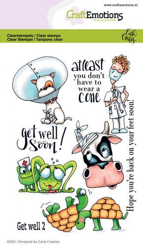 Craft Emotions - A6 - Clear Polymer Stamps - Get Well 2