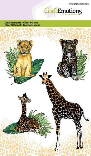 Craft Emotions - A6 - Clear Polymer Stamps - Giraffe and Cubs (discontinued)