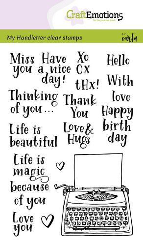 Craft Emotions - A6 - Clear Polymer Stamp Set - Handlettering - Typewriter Quotes
