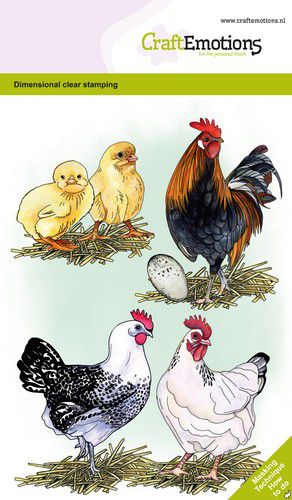 Craft Emotions - A6 - Clear Polymer Stamp Set - Hens & Chicks