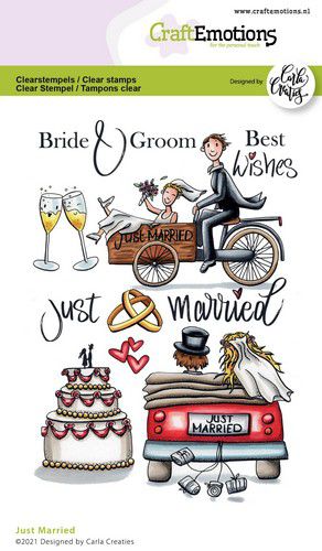 Craft Emotions - A6 - Clear Polymer Stamp Set - Just Married